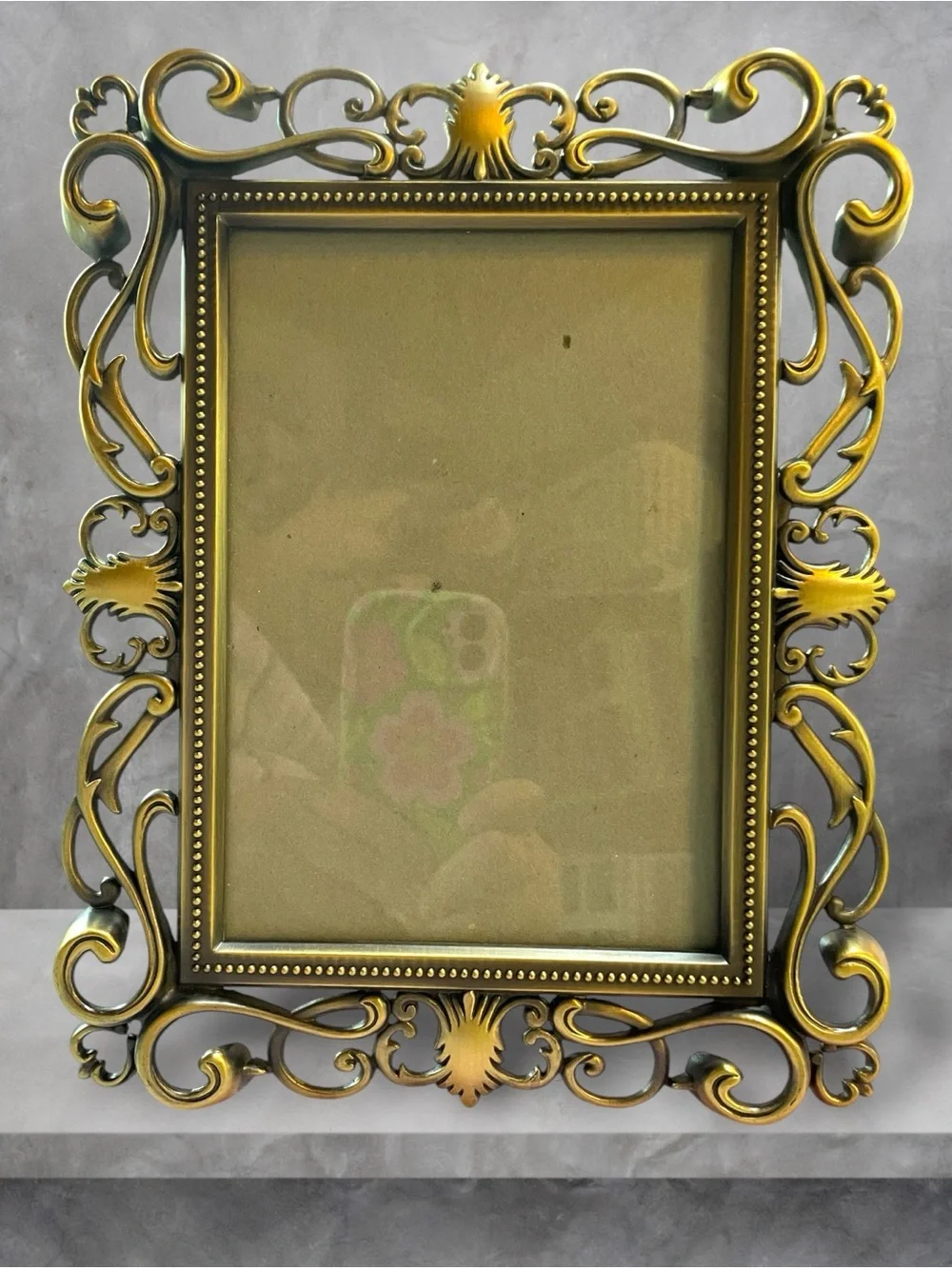 Heavy Cast Metal Bronze Look Baroque Ornate Picture Frame Excellent Hi-quality